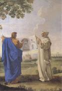 LE SUEUR, Eustache St Bruno Examining a Drawing of the Baths of Diocletian Location of the Future Charterhouse of Rome  (mk05) oil on canvas